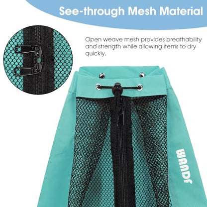 WANDF Swim Bag Mesh Drawstring Backpack Beach Backpack for Swimming, Gym, and Workout Gear - color: Mint Green