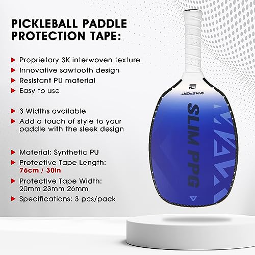 PICKLETECH Pickleball Paddle Protection Tape - 3K PU Interwoven Texture - Paddle Head Edge Guard - Racket Edge Protection Tape -Fit Perfectly Curved Edge -No Wrinkling - color: 3K Black, size: Width 20mm
