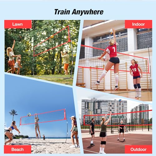 WARMOUNTS 18 FT Portable Volleyball Net for Backyard, Freestanding Volleyball Net with Height Adjustable & Easy Setup, Outdoor Volley Ball Practice for Hitting or Serving, Carry Bag