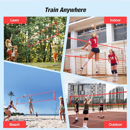 WARMOUNTS 18 FT Portable Volleyball Net for Backyard, Freestanding Volleyball Net with Height Adjustable & Easy Setup, Outdoor Volley Ball Practice for Hitting or Serving, Carry Bag