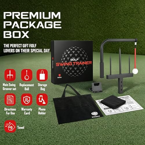 Golf Swing Trainer - Durable Iron Practice Golf Swing Training Aid - Golf Accessories for Kids & Youth with Replacement Ball Included & Height Adjustment Golf Accessories for Gift