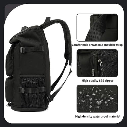 Solid color gym duffel bag backpack, wrestling bag,with shoe compartment, 4 kinds of back method waterproof travel sports walking laptop Lightweight (B-Black) - color: B-Black