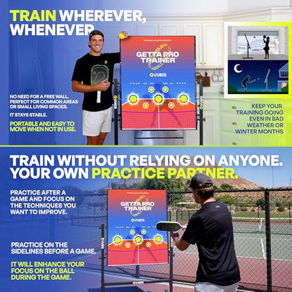 WES Getta Pro Trainer, Double-Sided Pickleball Rebounder with Stand and Adjustable Angle | Dink Pickleball Practice Board | Pickleball Training Aids