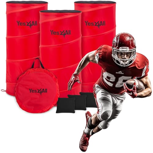 Yes4All Pop Up Defender, 3-Pack Basketball Youth Training Equipment, Portable Football Soccer Basketball Drill Defender - color: A. Red