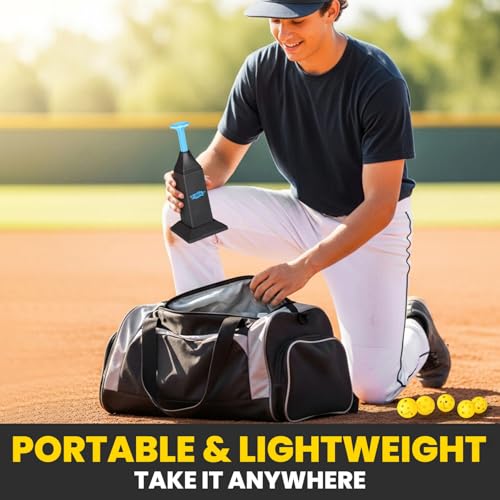 Portable Hitting Tee for Baseball & Softball, Adjustable Height Up to 40 Inches Baseball Pitching Machines with 12 Balls for Swing Practice Without a Pitcher Hitting, Batting Tee Training Equipment