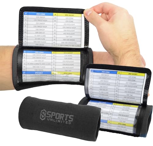 Sports Unlimited Adult Triple Wrist Coach, Football Wristbands for Plays, Baseball Wristbands, QB Arm Bands - color: Black, size: Single