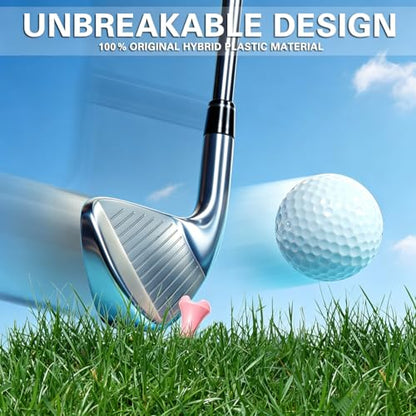 Stable & Durable Plastic Golf Tees 60Pcs Size 2-3/4 Inch or 3-1/4 Inch Packaged in Plastic Jar with Lid Available Pink White Blue Color