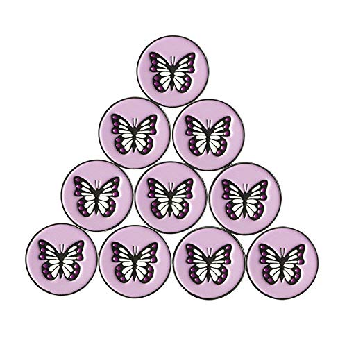 Lot of 10 Golf Ball Markers Assorted Patterns - Soft Enamel Technique - color: Butterfly Ball Marker