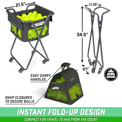 GoSports Ball Caddy with Wheels - Portable Cart Holds 140 Pickleballs or 175 Tennis Balls