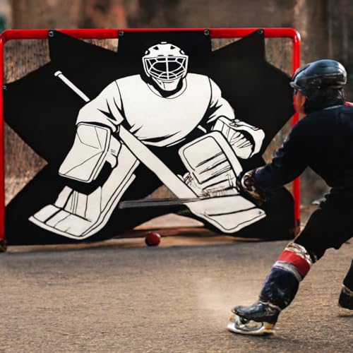 Ice Hockey Shooting Target: Durable Blocker Goalie Net with Accuracy Cutout for Street Garage Training Practice Ideal for Youth Adults