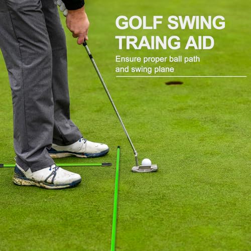 Golf Alignment Sticks 2 Pack,Golf Alignment Rods Upgraded 48" Collapsible Golf Practice Sticks Golf Training Aid for Aiming,Putting,Golf Training Sticks with Clear Tube Case - color: Green