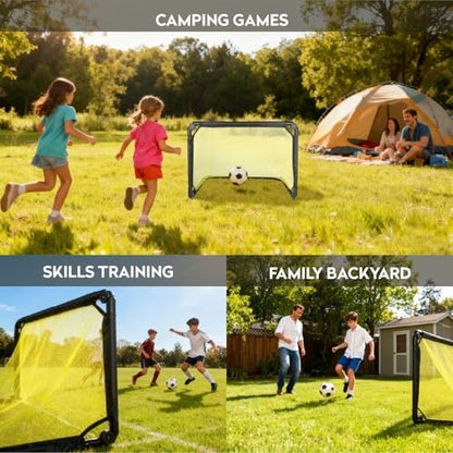 Soccer Goal Set up in 1 Sec - Auto Pop Up, Portable & Lightweight, 36 × 24 Collapsible Folding Soccer Nets for Kids and Youth Outdoor Soccer Ball Training Equipment Goals