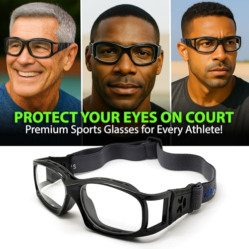 BLUE CUT Safety Outdoor Sports Goggles Unisex Anti Fog Ideal For Basketball Racquetball - color: Black