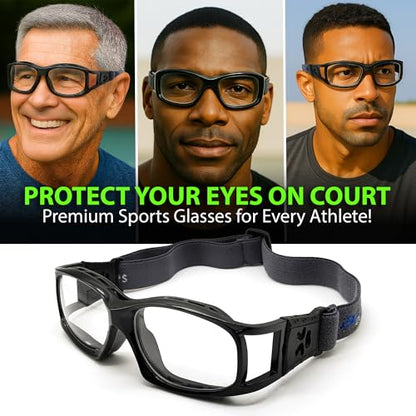 BLUE CUT Safety Outdoor Sports Goggles Unisex Anti Fog Ideal For Basketball Racquetball - color: Black