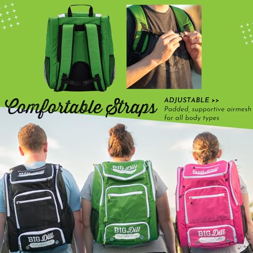 Big Dill Pickleball Backpack | Large Pickleball Bag with Shoe Compartment for 8+ Paddles & Accessories, Insulated Pocket - color: Black