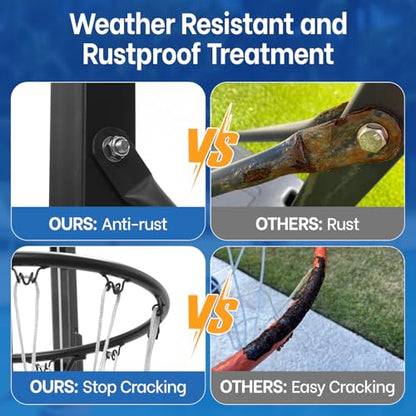 Pool Basketball Hoop Poolside Height Adjustable Portable Basketball Hoop for Pool with Shatterproof Backboard and Weather-Resistant Steel Screws/Brackets, Includes Ball and Air Pump