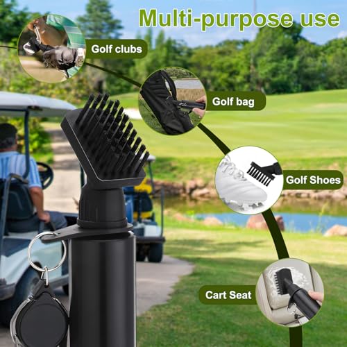 2 Pack Pro Golf Club Cleaner Brush with Microfiber Golf Towel, 7.5 Inch Golf Club Brush with Squeeze Bottle for 4 Ounces of Water Men's Golf Accessory Golf Cleaning Brush Best Gift for Men