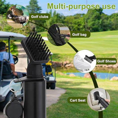2 Pack Pro Golf Club Cleaner Brush with Microfiber Golf Towel, 7.5 Inch Golf Club Brush with Squeeze Bottle for 4 Ounces of Water Men's Golf Accessory Golf Cleaning Brush Best Gift for Men