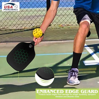 Pickleball Paddles, Nalax Fiberglass Pickleball Paddles Set of 2, USAPA Approved Graphite 16mm Power Polymer Core Pickle Ball Paddle with 4 Pickleball Balls and 1 Bag for Men Women
