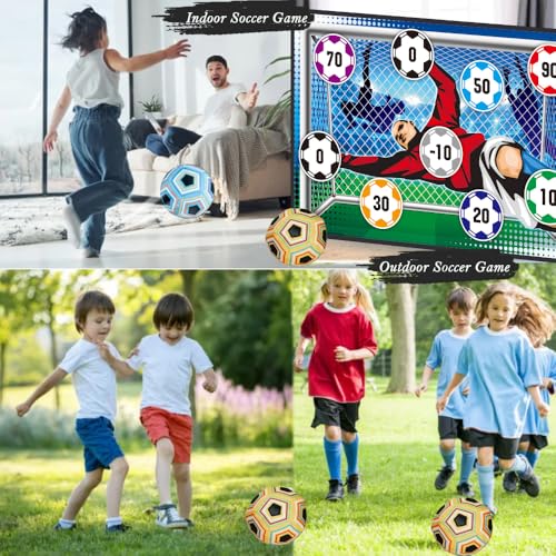 Kids Soccer Ball Target Game Set, Indoor Outdoor Sticky Soccer Game with 2 Soft Balls, 150x100cm Large Soccer Shooting Target, Fun Sports Toy Gift for Boys Girls Ages 3+ Backyard Yard Lawn Party Play