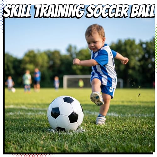 PlayBolt Soccer Ball Size 2 with Pump - Black & White Training Practice & Match Ball for Kids & Toddlers (Pack of 1 or 4) - size: 1-Pack