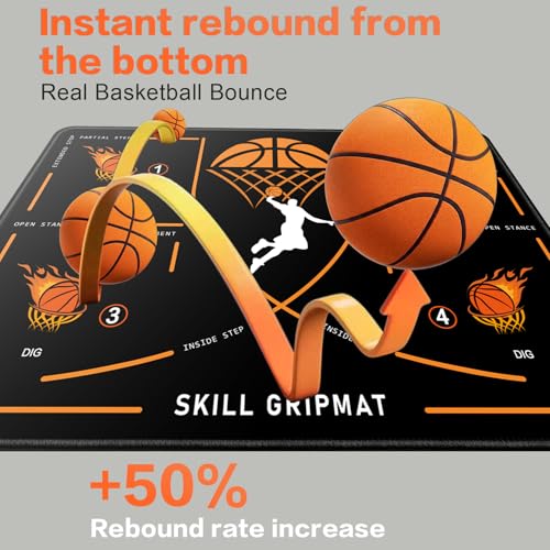 Portable Basketball Footwork Training Mat, Agility Footstep Training Mat, Basketball Pads for Training All Levels, Non-Slip Silent Equipment for All Ages to Improve Speed, Strength and Coordination