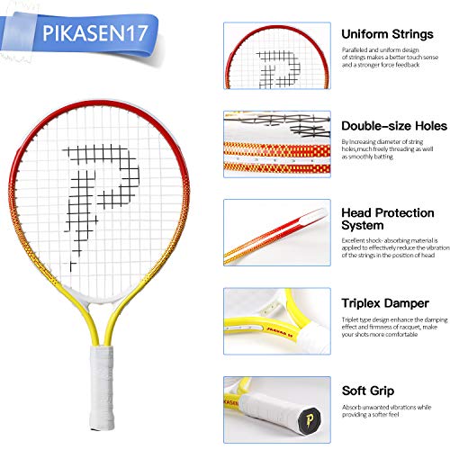 17" Kids Tennis Racket Best Starter Kit for Kids Age 4 and Under with Shoulder Strap Bag and Mini Tennis Racket Toddler Tennis Raquet - color: 17 inch Yellow