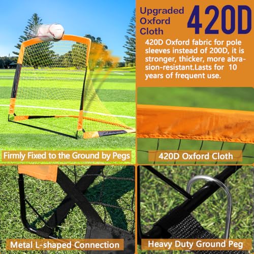 Dimples Excel Soccer Goals Kids Net for Backyard 7x5, 5x3.6, 4x3, 3x2.2 FT - style: 5‘x3.6' FT, 1 Pack