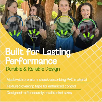 Racket Pets Kids Tennis Racket Dampener & Matching Overgrip Tape, Performance Shock Absorbing Dampener for Tennis Racket & Fun Animal Print Tennis Wrap Grip Tape