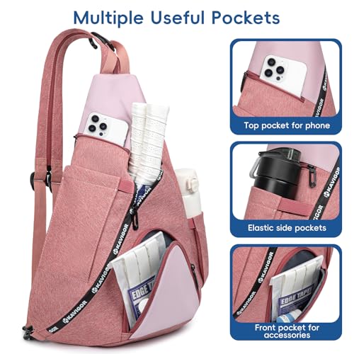 KAVIGOR Pickleball Bag, 7 Pockets & Upgraded Zippers, Lightweight Sling Bag with Detachable Strap & Water-Resistant Pocket