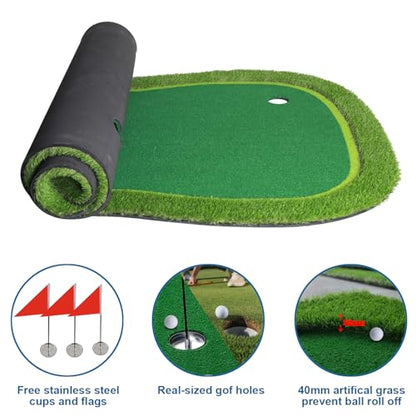 Golf Putting Green/Mat-Golf Training Mat- Professional Golf Practice Mat- Green Long Challenging Putter for Indoor/Outdoor - style: 5x10ft mat