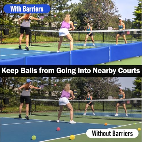 3 Pack Pickleball Ball Barrier - Portable Indoor/Outdoor Court Dividers & Edge Guards, Brandable Court Marking Kit with Non-Slip Design for Pickleball Courts (Blue)