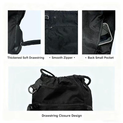 SSZYace Basketball Backpack for Boys Men Women Drawstring Backpack Basketball Bag - color: Black