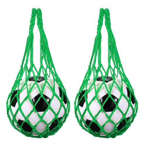 uxcell Basketball Net Bags, Nylon Soccer Ball Holder Portable Multifunctional Single Ball Mesh Net Bag for Storage Basketball Soccer Rugby Balls - color: Green