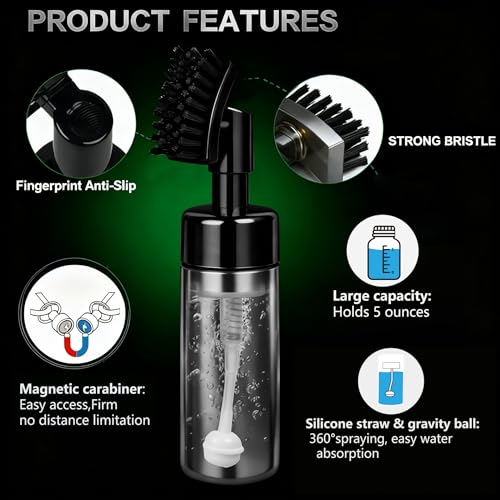 Golf Club Brush with Magnetic Clip & Water Sprayer - 5oz Capacity, Stiff Bristles for Deep Cleaning, Silicone Hose & Gravity Ball for Easy Use on Course - color: White
