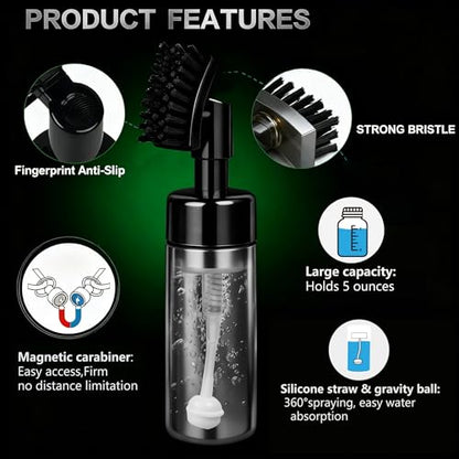 Golf Club Brush with Magnetic Clip & Water Sprayer - 5oz Capacity, Stiff Bristles for Deep Cleaning, Silicone Hose & Gravity Ball for Easy Use on Course - color: White