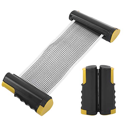 LIZEALUCKY Table Tennis Net Rack Portable Telescopic Adjustable for Pong Players - color: Wavy edge yellow and black