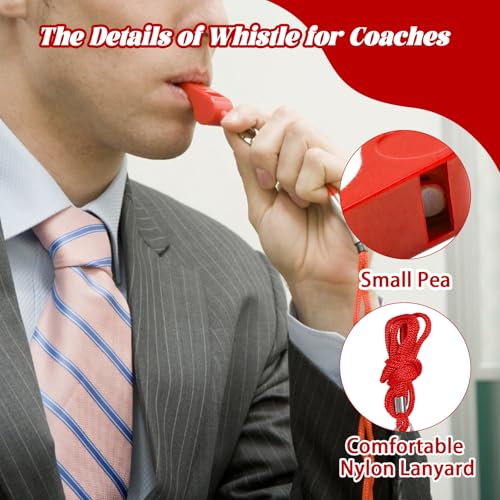 Retainbre 48 Pcs Coach Whistle with Lanyard Lifeguard Whistles Bulk Plastic Sports Loud Referee Whistle for Adults Emergency Teachers Training