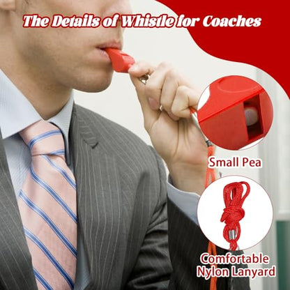 Retainbre 48 Pcs Coach Whistle with Lanyard Lifeguard Whistles Bulk Plastic Sports Loud Referee Whistle for Adults Emergency Teachers Training