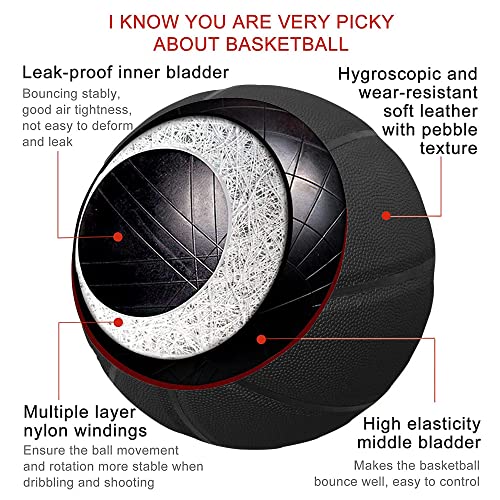 MINDCOLLISION Size 1/3/4/5/6/7/9 No Logo Basketball, Black and White, can be Used for Autographs, Clubs, Training, Event prizes - color: Black, size: No.3