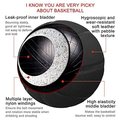 MINDCOLLISION Size 1/3/4/5/6/7/9 No Logo Basketball, Black and White, can be Used for Autographs, Clubs, Training, Event prizes - color: Black, size: No.6