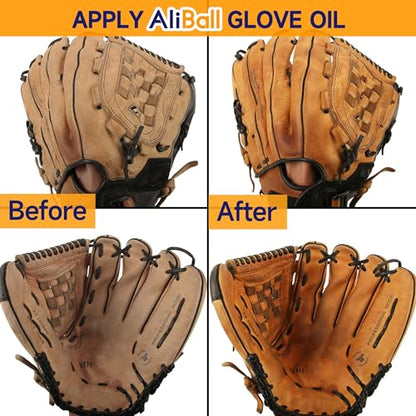 AliBall Baseball Glove Break-in & Care Kit, 8.5 fl oz Glove Oil, 8.5 fl oz Cleaner & 3.52 oz Conditioner, Mallet, Wrap, 2 Brushes & Cloth for Baseball/Softball Mitts - style: Ultimate Luxury Kit