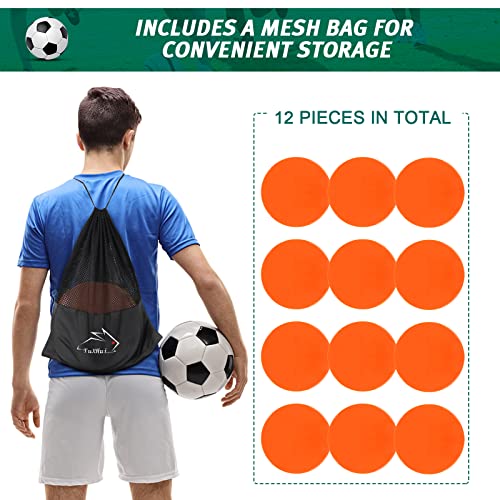 Poly Spots 4" or 9" Flat Cones Spot Markers for Gym/PE Training, Dance, 12/18/24 Pcs Non-Slip Rubber Floor Dots Flat Disc Markers for Soccer Basketball Sports Agility Drills, Classroom Activities - style: Orange 12 Pcs 9inch