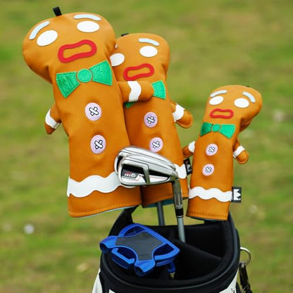 Funny Golf Club Head Cover Driver Headcover Fairway Wood Headcover Hybrid Club Head Cover Brown Monster Cookie - style: Hybrid