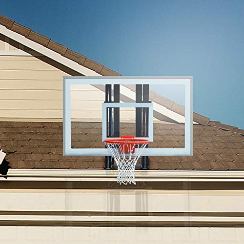 Garage Roof Mounted Basketball Hoop System , 48 / 60 Inch Clear Backboard , Durable Steel Bracket and Heavy Duty Breakaway Rim Combo Fit Most Slanting Roofs - size: 60 inch backboard