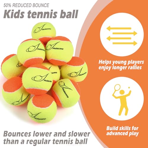 INSUM Tennis Balls, Low Pressureless Tennis Balls for Beginners, Made of Premium Durable Felt, Idea for Little Beginner Practice - color: 60Ft (50% Slower Speeds)