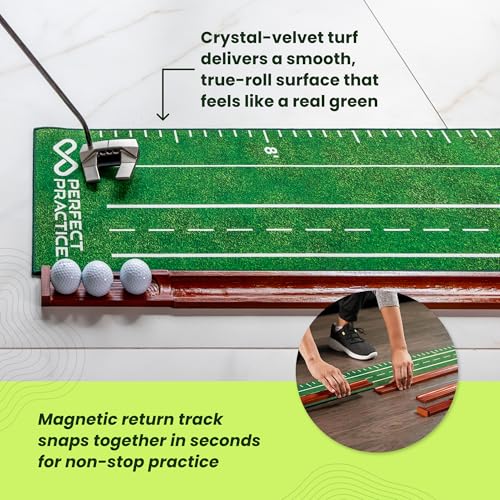 Perfect Practice Putting Mat & Chipping Net, Indoor & Outdoor Putting Green, Chipping Mat for Home & Office, Premium Golf Training Aids for Putting Practice with Realistic Turf, Golf Gifts for Men
