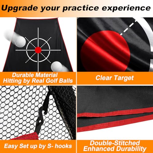 Gagalileo Golf Target Cloth: Protective Net Portable Easy Setup with S-Hooks & Ropes Indoor Outdoor Practice All Golfers Training Accuracy for Backyard Garage