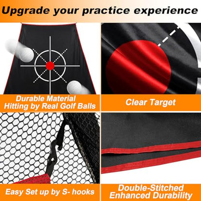 Gagalileo Golf Target Cloth: Protective Net Portable Easy Setup with S-Hooks & Ropes Indoor Outdoor Practice All Golfers Training Accuracy for Backyard Garage