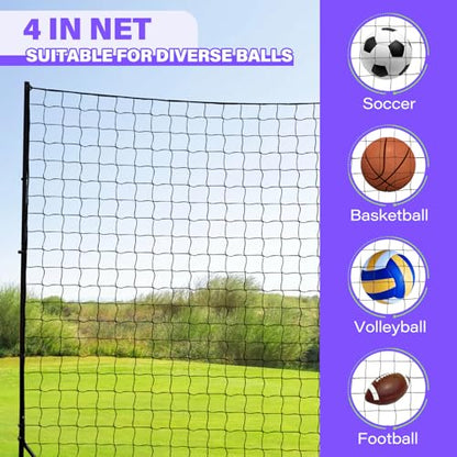 Backstop Net System for Backyard – Heavy Duty Sports Barrier Net with Steel Posts, Movable/Socketed Ball Stop Net for Soccer, Baseball, Training - size: 30FT Wide, style: Movable-4 Inch Net